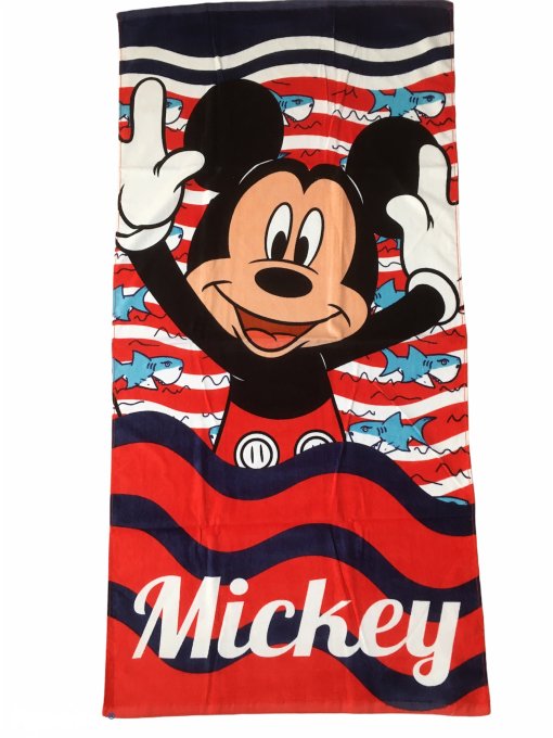 Serviette de plage ou de bain Mickey requin Disney 70x140