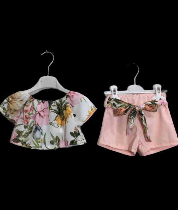 Ensemble 2 pièces Top à fleurs et short 