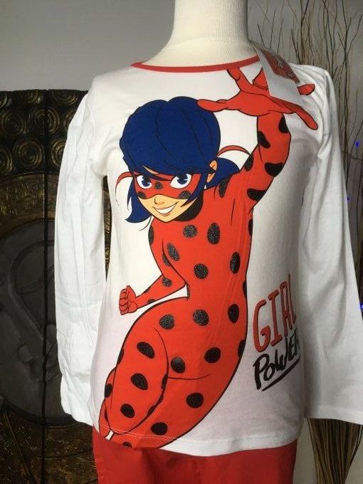 Pyjama Miraculous haut blanc et bas rouge