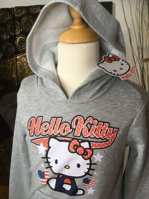 Sweat à capuche Hello Kitty gris Etats-Unis