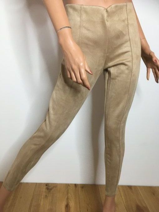 Pantalon suédine peau de pèche élasthanne beige