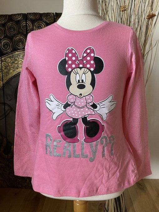 Tee-shirt manche longue rose Minnie Mouse 