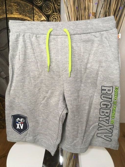 Short Rugby XV de France Gris lacet vert pomme