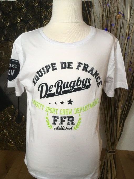 Tee-shirt manche courte blanc Rugby 