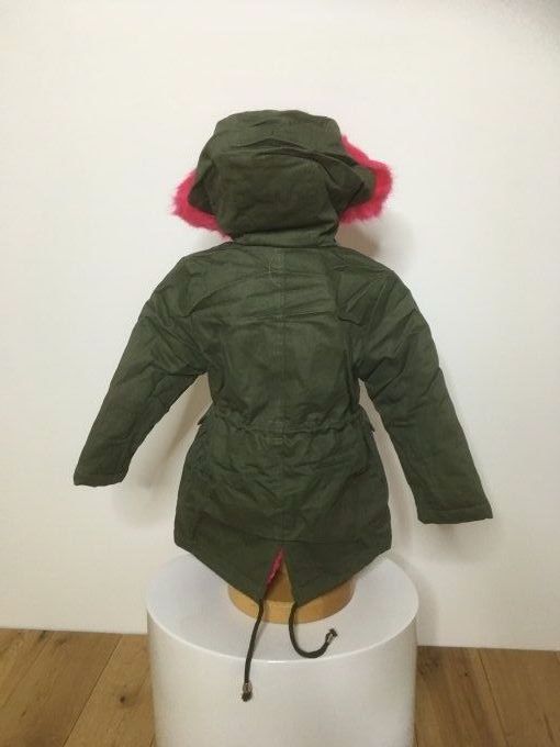 Parka enfant hiver kaki et fuchsia