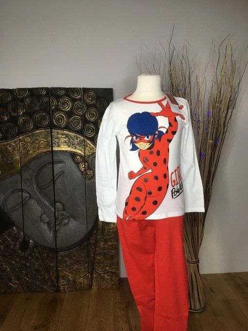 Pyjama Miraculous haut blanc et bas rouge