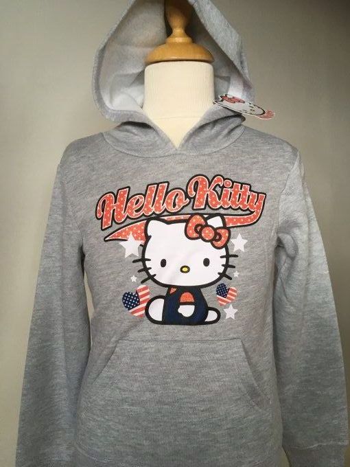 Sweat à capuche Hello Kitty gris Etats-Unis