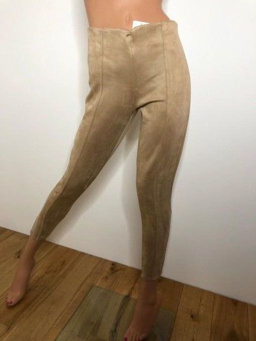 Pantalon suédine peau de pèche élasthanne beige